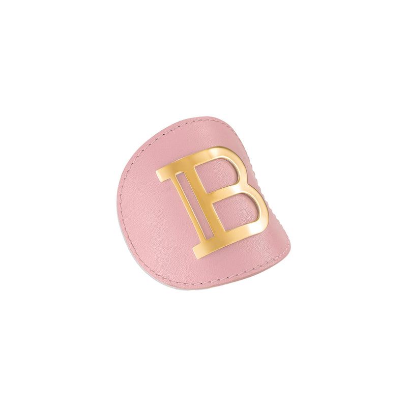 Skórzana okrągła klamra z pozłacanym logo Balmain