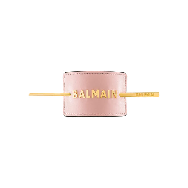 Różowa spinka Hair Barette z pozłacanym logo Balmain