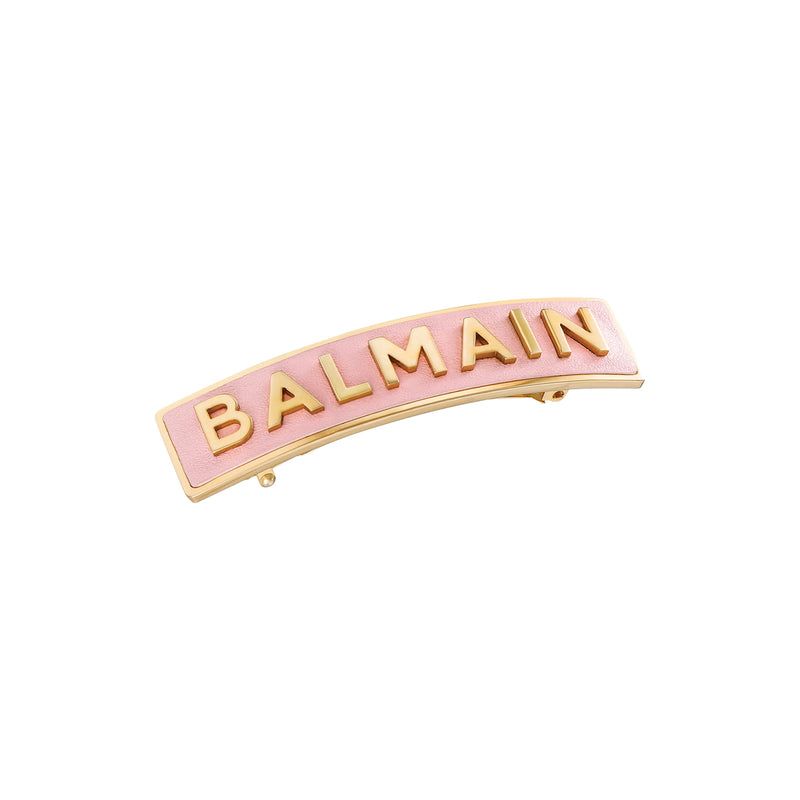 Spinka różowa z pozłacanym logo Balmain